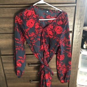 Blue and Red Long sleeve sundress